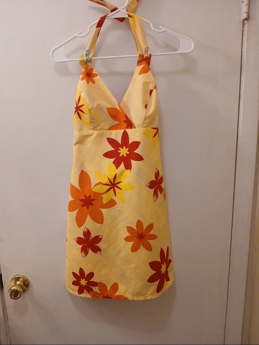 Y2k Yellow Floral Halter Sundress - Brand Unspecified Reversible